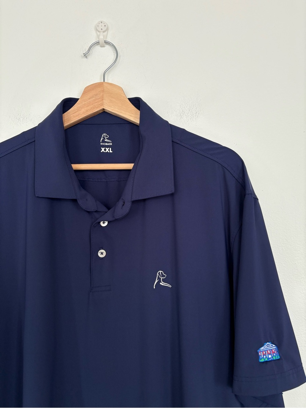 Rhoback || Short Sleeve Performance Polo Golf Shirt Solid Fleet Navy XXL